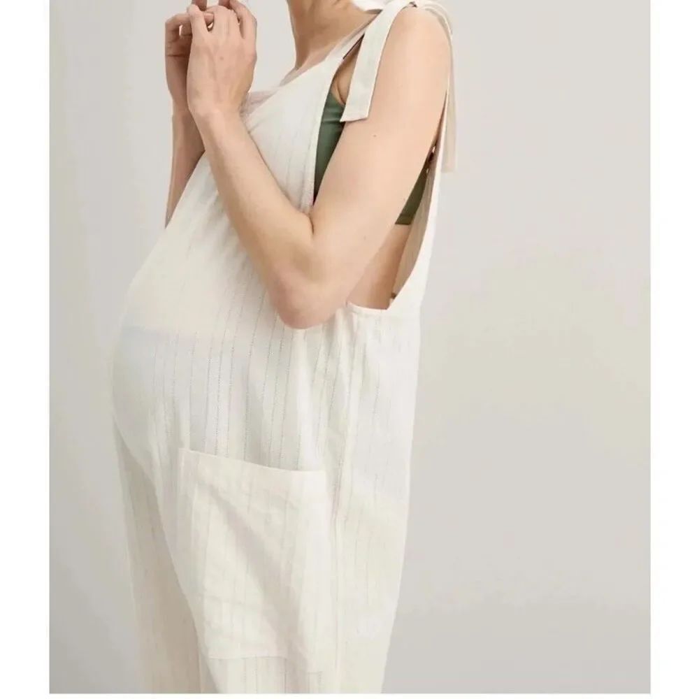 HATCH Women's The Nanette Jumpsuit Coverup Size 0 Cotton Tie Strap Maternity